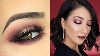 Cranberry & Gold Halo Smokey Eye & Vampy Lips Makeup Tutorial