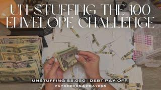 UNSTUFFING 100 ENVELOPE SAVINGS CHALLENGE | $5,050 TOTAL SAVED! | DEBT PAYMENT