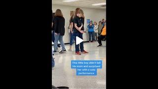 The look on his face at the end  #shorts | kid surprises mom with solo performance!!