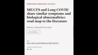 ME/CFS and Long COVID share similar symptoms and biological abnormalities: road map t... | RTCL.TV