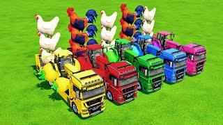 TRANSPORTING GIANT COWS, DUCK, CHICKEN, GOATS, HORSES, BULLS WITH MAN TRUCK! - Farming Simulator 22