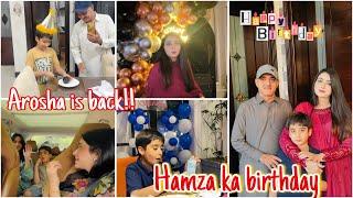 Arosha is back-Hamza ka 8th Birthday  Huge Gifts unboxing in Hotel 