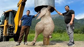 Roasting a Whole Giant Ostrich Under a Barrel! The Unique Recipe Taking the Internet by Storm