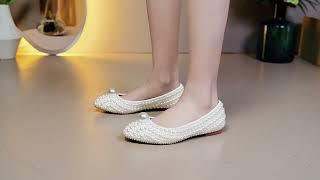 Chic / Beautiful White Pearl Flat Wedding Shoes