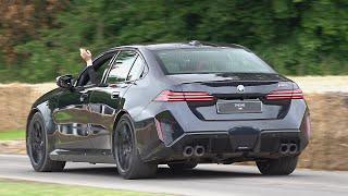 New hybrid BMW M5 G90 WORLD DEBUT! Wheelspin, Acceleration, Exhaust Sounds @ FOS Goodwood 2024