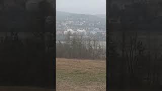 big explosion from an old factory demolition
