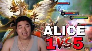 ALICE TIDAK TAKUT MATI ! 1 VS 5 HAJAR + LORD PULA ! R7 ALICE OFFLANE