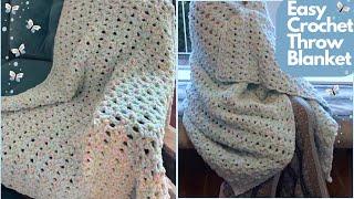 Easy Crochet Blanket | Crochet Beginner Blanket | How to Crochet an Easy Blanket or a Throw