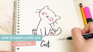 How to draw a cat / Easy way to draw a cat #shorts  #drawing Cute Cat Drawing