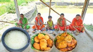 আজ মা আলুর চপ আর বেগুনি ভাজল সাথে পান্তাভাত একদম গ্রামের রান্না || aloor chop recipe