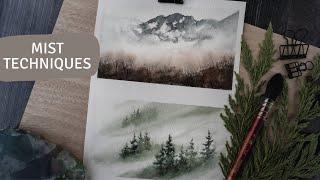 WATERCOLOR MIST IN TWO EASY STEPS FOR BEGINNERS/ BEGINNER WATERCOLOR LANDSCAPE AND TUTORIAL