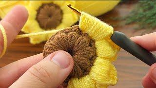 very easy sunflower model explanation online tutorial  #crochet #knit tasarım @elisisevdas1213