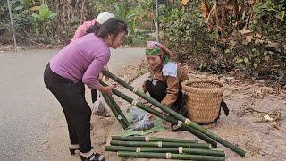 Linda, catching stream crabs, cutting bamboo, to sell to earn a living