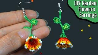 Garden Flowers Beaded Earrings - Tutorial || DIY
