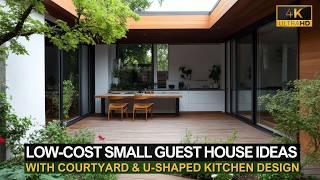 Low-Cost Small Guest House with Courtyard & U Shaped Kitchen Ideas