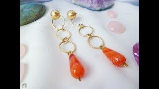 Серьги с агатом. Earrings with agate, made by Poludnitsa workshop.