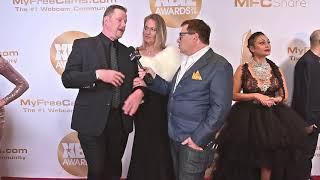 Dick Chibbles and Daisy Layne are interviewed on the red carpet at the 2019 Xbiz Awards