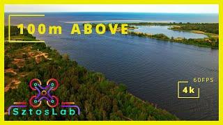 100m Above [4k 60FPS]:  Vistula River & Baltic Sea Poland Drone Cinematic Footage [DJI AIR2S]