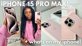 IPHONE 15 PRO MAX UNBOXING (white titanium) & SETUP  | + WHATS ON MY IPHONE! (ios 17)