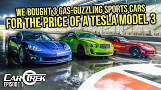 We Bought 3 Insane Gas-Guzzling Supercars For The Price Of A Tesla Model 3 | Car Trek S8E1