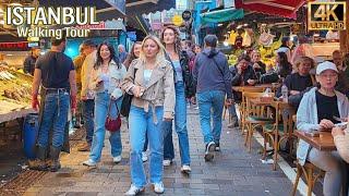 Istanbul Turkey City Center 4K Walking Tour, Kadikoy Markets, Restaurants,Shops,Street Foods