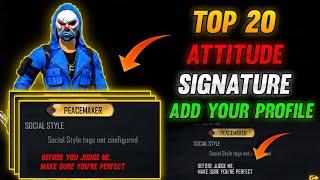 Top 20 Attitude Signatures Of Your Free Fire Profile  || Best Signature/Bio || Gaming Mritun