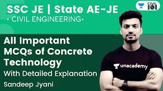 All Important MCQs of Concrete Technology | SSC JE / State AE-JE | Sandeep Jyani