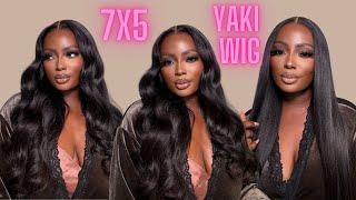 STRAIGHT OR CURLY? Yaki Straight Wig Detailed Install Bye Bye Knots Pre-cut Wig | FT KLAIYI HAIR