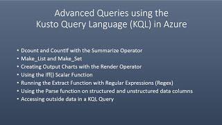 Advanced Queries using the Kusto Query Language (KQL) in Azure