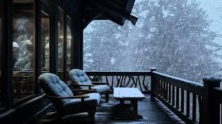 Heavy Snowstorm & Blizzard Sounds for Sleeping in the Cabin Porch┇Freezing Winter Storm Blowing Snow