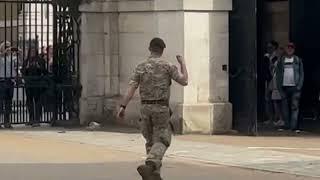 Kings Horse Guards Box ,man with bike goes in, During Changing of the Guard! Tourists Get in the way