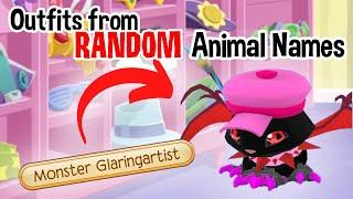 Creating OUTFITS from RANDOM ANIMAL NAMES in Animal Jam