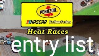 Pennzoil Nascar nation series entry list at Bowman Gray