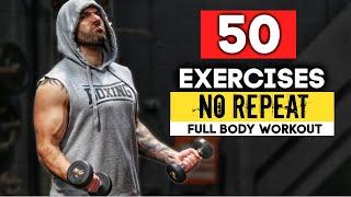 30 MIN FULL BODY DUMBBELL WORKOUT | No Repeat | 50 Exercise Combinations