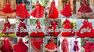 Most Beautiful red colour outfit for girls || Anarkali suit for girls