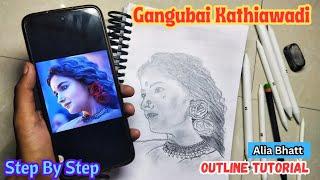 How to draw Alia Bhatt Step by Step || Outline Tutorial for Beginners || Gangubai Kathiawadi