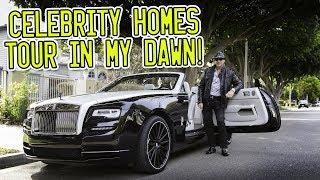 Celebrity homes tour around Beverly Hills in a Rolls Royce Dawn!