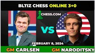 Magnus Carlsen vs GM Daniel Naroditsky | Blitz Chess 3+0 | ChessCom | February 8, 2024
