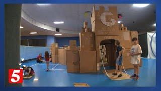Outside the box; teens build cardboard castle for kids at Gallatin Church