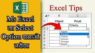 How to Make Select Option In Ms Excel  || Ms Excel In Nepali || Ms Excel Data Entry