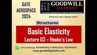 GATE Aerospace Engineering Lectures I Structures - Basic Elasticity - Lecture 03 - Hooke's Law