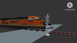 BNSF Train Goes Through Railroad Crossings! 1 (First Video Of BNSF Train!)