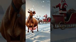 Santa claus save pregnant cow #humanity #cow #cowlover #shortsfeed #animals #xmas #santaclaus #ai