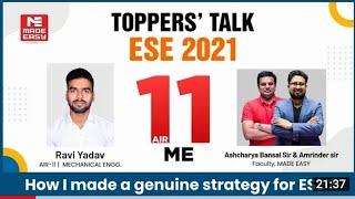 Made easy interview RAVI YADAV - ESE 2021 AIR -11 Mechanical