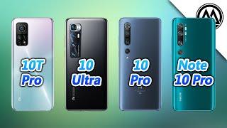 Xiaomi Mi 10T Pro vs Xiaomi Mi 10 Ultra vs Xiaomi Mi 10 Pro vs Xiaomi Mi Note 10 Pro