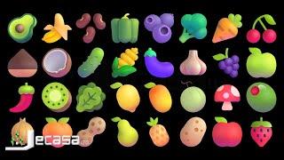 3D Emoji Meanings Part 18 - Fruits and Vegetables | Fluent Emojis | English Vocabulary