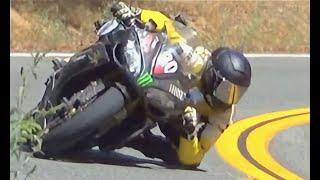 R1 elbow dragging & powersliding on slicks: Fastest Canyon rider NIDYANAZO MotoGP/WSBK Body Position