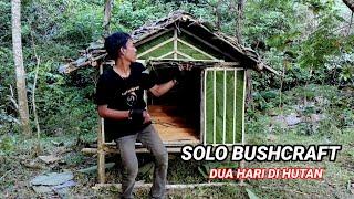 2 Hari Solo Bushcraft Membuat Pondok Dalam Hutan, Tidur Dipondok Atap Daun Jati, Full Video