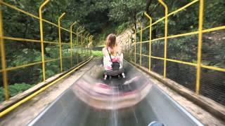 Sliding down the great wall (Mutianyu) in China, Beijing/Peking