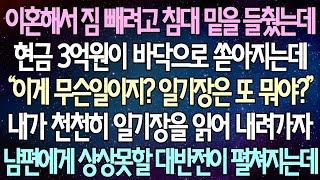 (반전 사연) 이혼해서 짐 빼려고 침대 밑을 들췄는데 현금 3억원이 바닥으로 쏟아지는데 내가 천천히 일기장을 읽어 내려가자 남편에게 상상못할 대반전이 펼쳐지는데 /라디오드라마